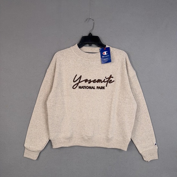Champion Tops - Yosemite National Park Sweatshirt Womens Medium Beige Fleece Crewneck Champion